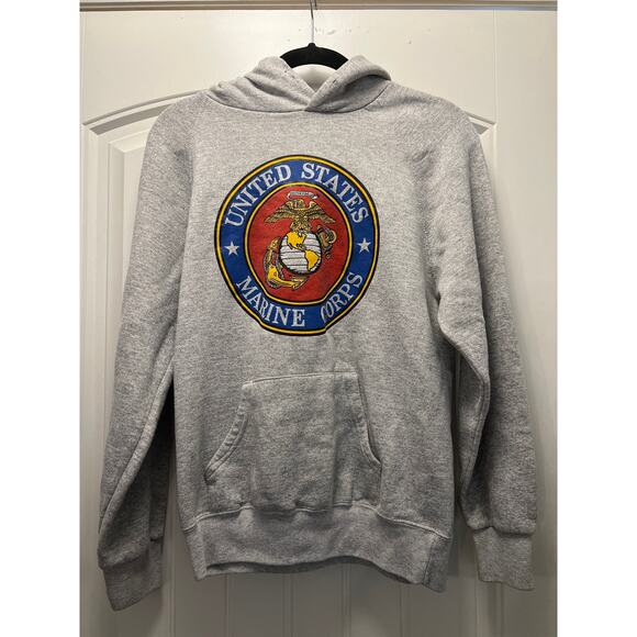 Soffe Sweats Men’s‎ United States Marine Corps Hooded Sweatshirt Size L Gray - Picture 1 of 4